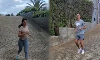 Rủ nhau chạy bộ, Ronaldo khen người yêu là 'bạn tập xinh đẹp'