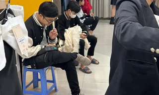 Nhiều chàng trai Hà Nội vạ vật chờ người yêu sắm Tết, cả tuyến phố tắc cứng