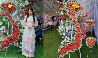 Độc lạ cổng cưới bằng vải thiều của cô dâu Lục Ngạn