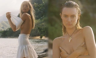 'Chân dài' Maya Stepper bán nude quyến rũ trước biển