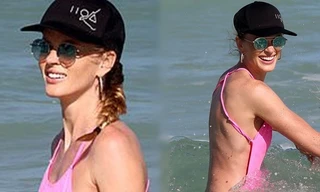 Mặc áo tắm yếm hở bạo, siêu mẫu xứ bạch dương gợi cảm hút mắt ở Miami