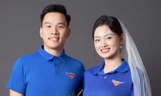 Ảnh cưới áo Đoàn của Hoa khôi bóng chuyền Thu Hoài