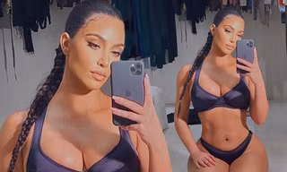 Kim siêu vòng 3 'selfie' thử nội y trước gương