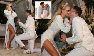 Paris Hilton mặc váy xẻ cao, đính hôn lần 4 với nhẫn 2 triệu USD