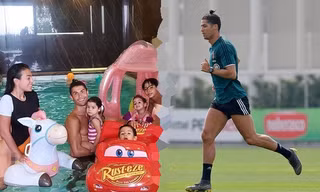 Ronaldo thư giãn bên bạn gái và các con, chạy dũng mãnh như chiến binh
