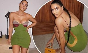 Kim Kardashian diện váy bó sát tôn ngực đầy eo thon nóng bỏng
