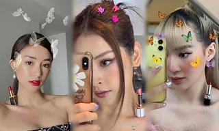 Chi Pu và hội bạn 'cánh bướm' đua nhau thử thách son môi khoe vai thon