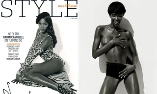 Siêu mẫu Naomi Campbell bán nude khoe đường cong 'huyền thoại'