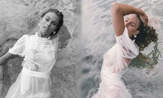 Người đẹp Úc mặc váy xuyên thấu mỏng tang lộ 'vòng 1'