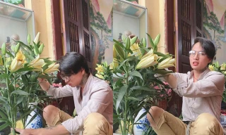 Em gái khoe anh trai biết cắm hoa, giỏi nấu nướng gây 'sốt' mạng