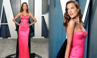 Alessandra Ambrosio diện đầm hồng cúp ngực quyến rũ mê đắm