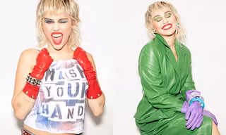 Miley Cyrus đeo găng tay, khẩu trang chống dịch chụp ảnh gợi cảm