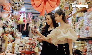 Giới trẻ Hà Nội 'lên đồ' đón Giáng sinh sớm, check in bên cây thông Noel bằng gỗ quế 
