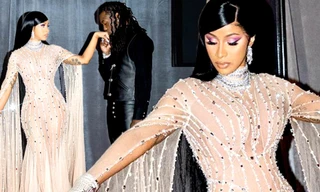 Hết hở ngực bạo, Cardi B lại mặc xuyên thấu thôi miên người nhìn