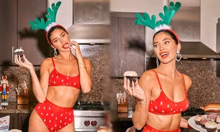 Bóng hồng Canada Nicole Williams diện nội y đỏ đón Giáng sinh