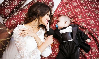 Hoa hậu Moscow 2015 Oksana Voevodina và con trai.