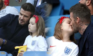 David Beckham lại gây tranh cãi vì hôn môi con gái Harper 