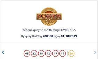 Vé trúng Jackpot 2 Power 6/55 kỳ 338 được phát hành tại TP. Đà Nẵng. Ảnh: Vietlott