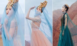 ‘Mỹ nhân Tân Cương’ Đồng Lệ Á như tiên nữ hạ phàm khoe vũ điệu trên núi