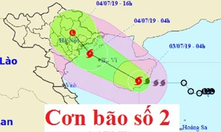 Đường đi và vị trí của bão số 2.