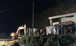 Hiện trường vụ sạt lở. Ảnh: VOV