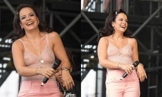 Lily Allen diện áo ren xuyên thấu lộ ngực phản cảm tại lễ hội âm nhạc