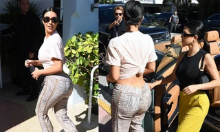 Kim buộc áo, mặc quần ôm khoe ‘siêu vòng ba’ cùng chị gái ‘thả rông’ xuống phố