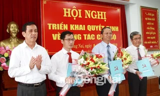 Đồng chí Phạm Văn Ru trao quyết định chuẩn y Chủ nhiệm Ủy ban Kiểm tra Tỉnh ủy cho đồng chí Huỳnh Thanh Bình và các Ủy viên Ủy ban Kiểm tra Tỉnh ủy Đồng Nai. Ảnh: Báo Chính phủ