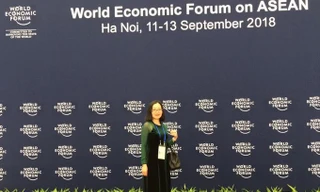 Doanh nhân Nguyễn Thị Anh Đào tham dự Hội nghị Thượng đỉnh Kinh doanh Việt Nam 2018. (Ảnh: DNVN/Minh Hoa) 