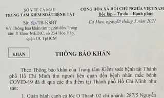 Cà Mau: Tìm người liên quan đến bệnh nhân Đ. T. T ở TP HCM