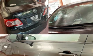 Kính xe ô tô cá nhân của Chủ tịch UBND huyện Thường Xuân (Thanh Hóa) bị đập vỡ.