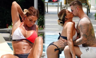Katie Price tiếp tục khoe vòng 1 ‘khủng bố’ với bikini, ôm hôn tình trẻ ở bể bơi