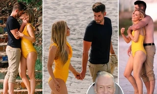 Vợ góa của ông trùm Playboy ‘khóa môi’ tình trẻ nồng nàn trên bãi biển