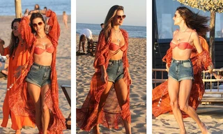 Alessandra Ambrosio mặc áo bơi bé xíu ‘quẩy’ hết mình trên bãi biển