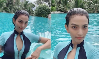 Hiếm khi diện áo tắm, mỹ nhân ăn chay trường Trương Thị May khoe khéo vòng 1 sexy