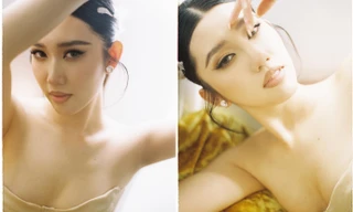 Thuý Ngân mặc váy hở ngực táo bạo sau tai nạn ngất xỉu trên phim trường