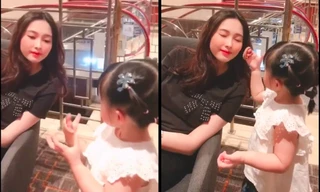 Hoa hậu Thu Thảo lộ diện thon thả sau sinh, cực xinh đẹp khi được con gái trang điểm