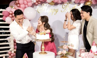 Quỳnh Nga khoe vòng 1 nóng bỏng, tình tứ bên Việt Anh trong tiệc sinh nhật quy tụ dàn sao