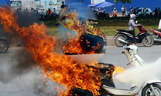 Vụ cháy xe Attila trên đường Nguyễn Xiển