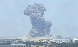 Hình ảnh hiện trường vụ nổ được đăng trên mạng xã hội Weibo