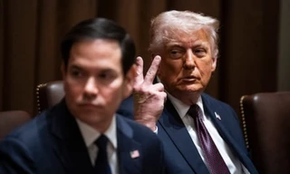 Tổng thống Mỹ Donald Trump và Ngoại trưởng Marco Rubio trong một cuộc họp nội các vào tháng 3. (Ảnh: Washington Post)