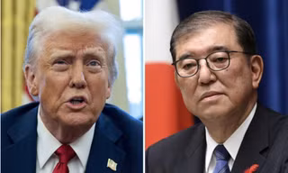 Tổng thống Mỹ Donald Trump và Thủ tướng Nhật Bản Shigeru Ishiba. (Ảnh: EPA)