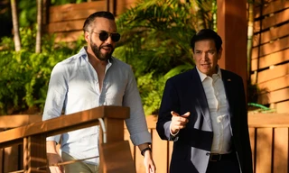 Ngoại trưởng Mỹ Marco Rubio gặp Tổng thống El Salvador tại nhà riêng ngày 3/2. (Ảnh: AP)