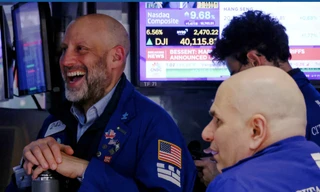 Trên sàn chứng khoán New York ngày 9/4. (Ảnh: Reuters)