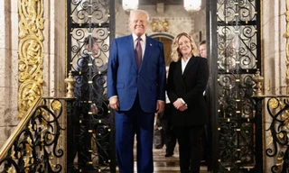 Ông Trump đón tiếp bà Meloni tại Mar-a-Lago ngày 4/1. (Ảnh: Reuters)