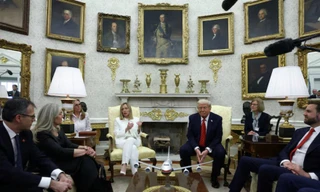 Tổng thống Mỹ Donald Trump và Thủ tướng Ý Giorgia Meloni trong cuộc hội đàm tại Nhà Trắng ngày 17/4. (Ảnh: Reuters)