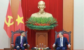 Tổng Bí thư Tô Lâm tiếp Bí thư Quảng Tây, Trung Quốc, ngày 18/2. (Ảnh: TTXVN)