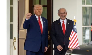 Tổng thống Mỹ Donald Trump và Thủ tướng Israel Benjamin Netanyahu tại Nhà Trắng ngày 7/4. (Ảnh: AP)