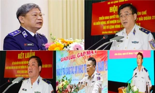 Cựu Trung tướng Nguyễn Văn Sơn (góc trên bên trái) và nhóm cựu lãnh đạo Bộ Tư lệnh Cảnh sát biển