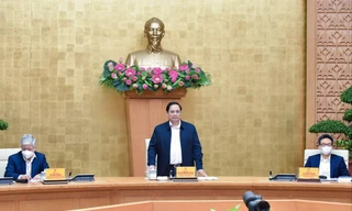 Thủ tướng Phạm Minh Chính chủ trì cuộc họp về phòng, chống dịch COVID-19 ảnh: Nhật Bắc